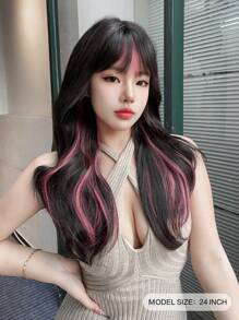 1 件合成耐热卷发带刘海假发多发 24 顶部全编织日常自然逼真假发。