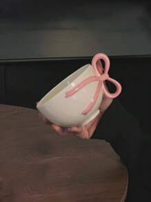 少女蝴蝶结手柄陶瓷杯、咖啡杯、拿铁杯、早餐杯、礼物 - 多色 - 查看 14