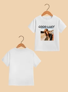 Customized Tween Girls T-Shirt, Spring/Summer, Personalized Design With Photo/Pattern/Logo Print, Suitable For Team/Outdoor/Class Uniforms, Short Sleeve Shirts, Gifts For Holidays & Birthdays - White - View 2