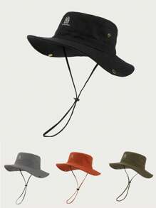 1 件男女通用纯色刺绣渔夫帽，时尚户外徒步钓鱼防晒帽，休闲防风抽绳帽，适合春秋冬日常使用 - A - 查看 8