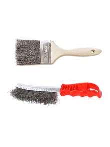 2 件不锈钢清洁刷，适用于汽车、车间、小工具、键盘清洁 - 灰色 - 查看 1