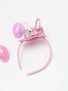 1pc Party Makeup Prop Kids & Adults Pink Glitter Rabbit Headband Hair Hoop Costume Accessories Halloween - Pink - View 10
