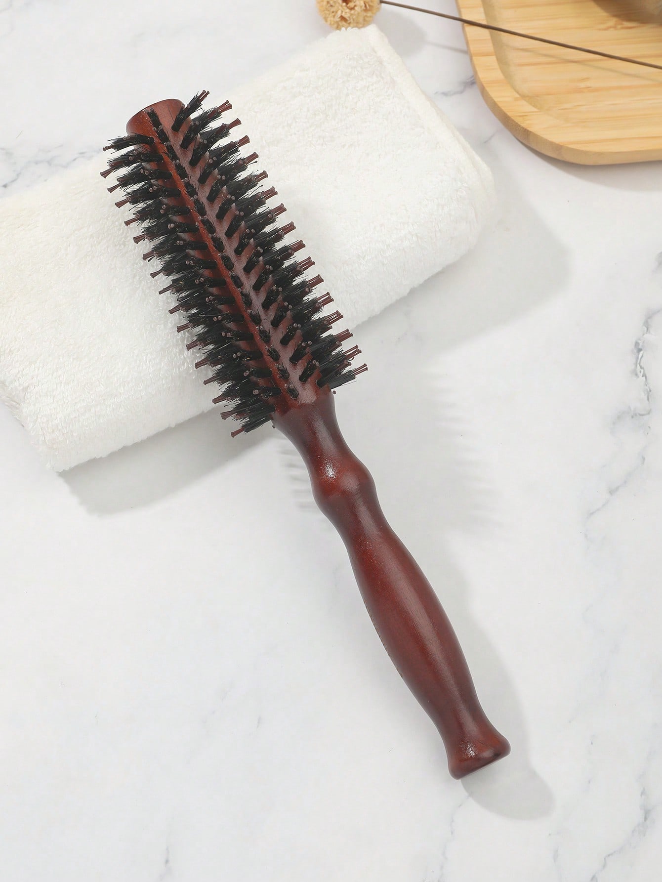 فرشاة شعر دائرية خشبية مضادة للتجعد للتجفيف بالنفخ...
