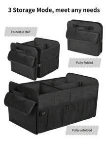 Organizador de maletero para SUV de 72L de gran capacidad, plegable, con 4 compartimientos, accesorios de coche multicolor para mujeres/hombres, negro - Negro - Ver 5