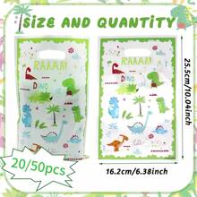 Bolsa de regalo con diseño de dinosaurio, 20 o 50 unidades, bolsa de plástico con diseño animal, bolsa de perlas verdes, para cumpleaños, fiesta, boda, festival, Día de la Madre, Acción de Gracias, empaque de regalo