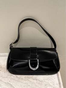 Fashionable Versatile Small Square Bag, Minimalist Small Handbag, Solid Color Y2K Babe Bag, Shoulder/Underarm Bag, Casual Bag - Black - View 5