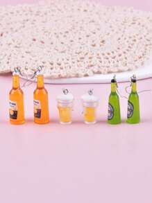 3 Pairs Party Festival Celebration 3D Wine Bottle & Beer Decor Earrings, Jewelry Party Accessories For Women