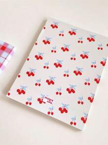 Cuaderno de estudiante con diseño geométrico de patrón de cereza, estilo INS, bloque de notas minimalista y antiadherente