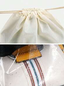 Handbag Dust Proof Bag, Portable Non-Woven Drawstring Storage Bag, Purses Protective Cover With Visible Window,Large Capacity, Dust-Proof, Solid Color, Visible Drawstring Closure, Dustproof Drawstring Bags Non-Woven Dust Cover Bag Travel Essentials Travel Accessories Travel Must Haves Holiday Essentials Holiday Travel Bag - Multicolor - View 4