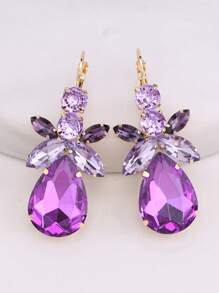 Elegant Geometric Rhinestone Drop Earrings, Stainless Steel Post, Copper Base, Sexy Clip-On Dangle Earrings For Women, Party And Banquet Accessory, All-Season Fashion Jewelry - Style 1 - View 15