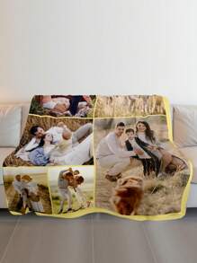 1pc Custom Flannel Photo Blanket For Bed, Multipurpose Living Room Sofa Outdoor Beach Camping Pet, Personalized Family/Pet/Couple Photo Printed Bedding Blanket, Personalized Christmas Gifts, Mother's Day/Father's Day Gift, Family Gift, Birthday Gifts, Gift For Friend, Gift For Her, Gift For Mom/Dad,For Office