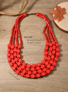 女士手工波西米亚风多层串珠长项链，时尚夸张音乐节走秀复古