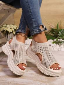 Women's Athletic Sandals, New Summer Outdoor Slippers Casual Soft Bottom Flat Fairy Style Student Beach Shoes - Beige - View 7