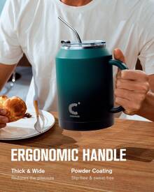 50oz Large Insulated Mug Tumbler With Handle And Straw, Stainless Steel Water Cup With 2-In-1 Lid, Suitable For Outdoor And Office - Indigo Crush - 查看 2