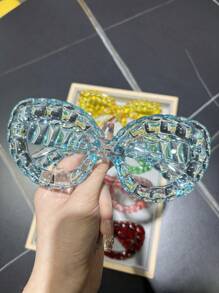 1pc Plastic Frame Oversized Colorful Transparent Fashion Clear Lens Glasses, Classic Luxury Design, Suitable For Both Men And Women, Y2K Vintage Party Glasses Style For Summer Travel Street Photography Festival Gifts