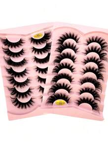 HBZGTLAD 7 Pairs Faux Mink Lashes Multipack Mink Lashes Fluffy False Eyelashes 22mm Full Wispy Lashes 8D Volume Curly Fake Eyelashes - 白色 - 查看 1