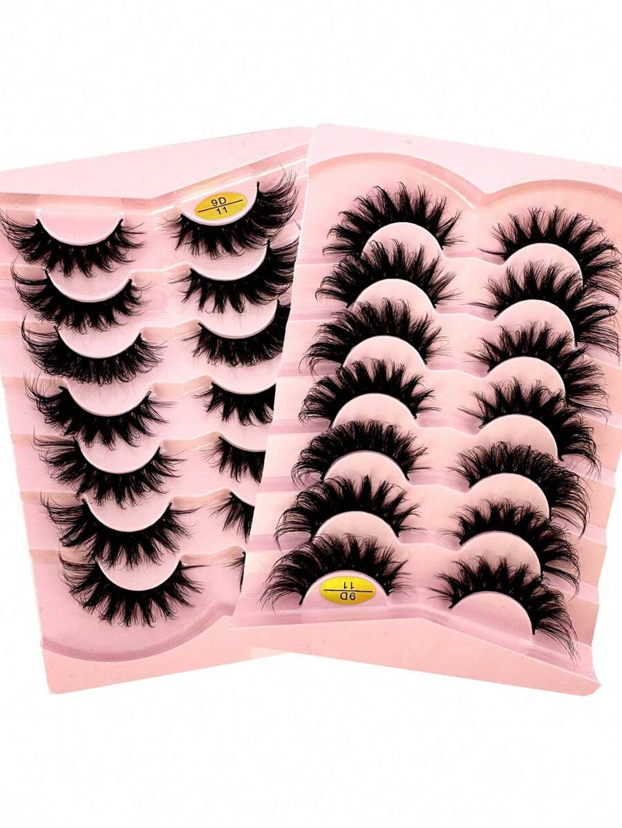 HBZGTLAD 7 Pairs Faux Mink Lashes Multipack Mink Lashes Fluffy False Eyelashes 22mm Full Wispy Lashes 8D Volume Curly Fake Eyelashes - 白色 - 查看 1