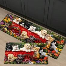 1 pieza Alfombra de entrada con diseño de flores silvestres para carrito de paseo de perros y gatos, alfombra decorativa, estilo Ins, tapete para sofá, artículos para decoración del hogar, para sala de estar/dormitorio/entrada/cocina/baño/estudio, suave, cómoda y duradera, lavable a máquina
