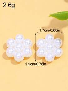 1 对银色花卉珍珠身体首饰装饰胸贴女士 - 銀色 - 查看 4