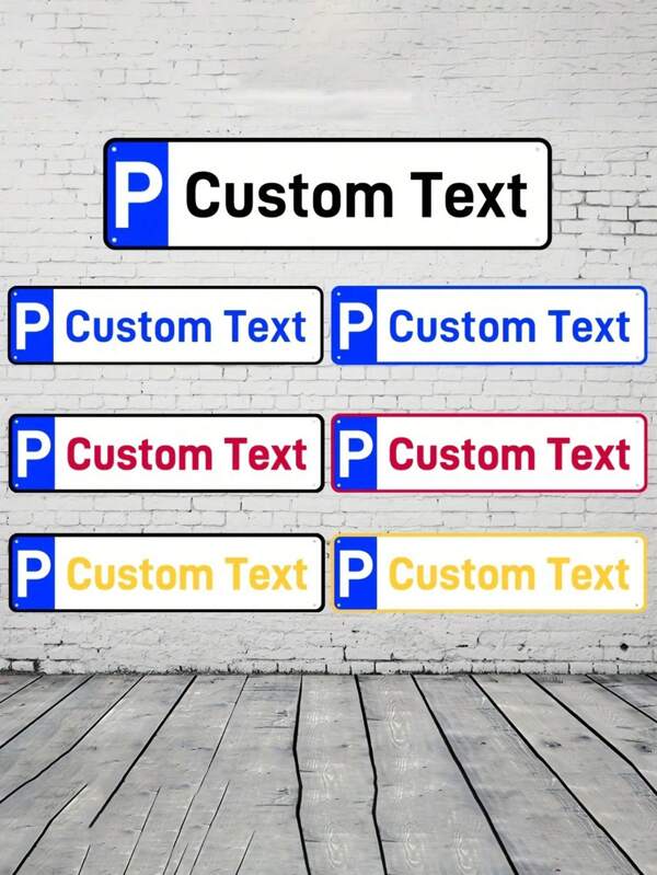CIFbuy 1 Stück personalisiertes Aluminium Parkplatzschild - Monochrom, personalisierter Text UV-Druck, wasserdichtes Outdoor-Fahrzeugdekorations-Schild, einfache Montage zu Thanksgiving, Ostern, Weihnachten und anderen Festen - 40 x 10 cm