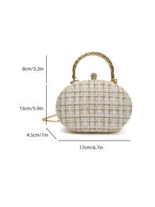 Mini modieuze minimalistische clutch tas, schoudertas, kleine geruite portemonnee voor feest en banket