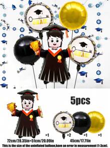 Set de 5 globos con tema de graduación, globos de aluminio con forma de libro y oso de peluche para graduados hombres y mujeres de 18 pulgadas, aptos para decoraciones de fiesta de graduación