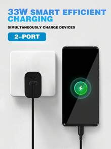 Teckwe 33W PD3.0 Fast Charging Adapter, EU Plug GaN Wall Charger, 33W Power Adapter Fast Charging Compatible With Apple/Android Phones, Cameras, MP3 Nan High Output Power