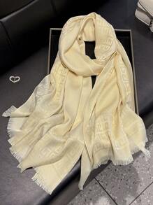 1pc Women Simple Geometric Print Shiny Scarf, Elegant Shawl/Hijab/Head Wrap For All Season Sun Protection