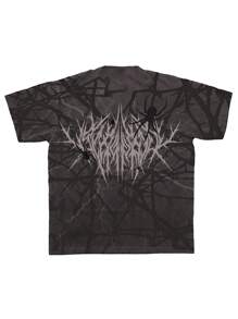 男士夏季运动图案印花圆领短袖 T 恤，休闲 T 恤