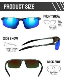 DUCO Mens Sports Polarized  UV Protection  For Men 8177s - Gunmetal Frame Revo Blue Lens - View 3
