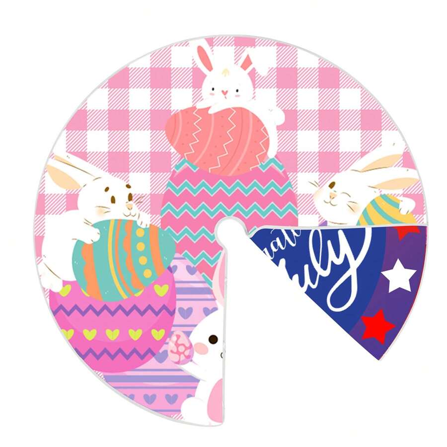 4th Of July Tree Skirt Star Letter Print Round Tree Collar Base Cover Festival Party Decoration - Multicolor - View 1