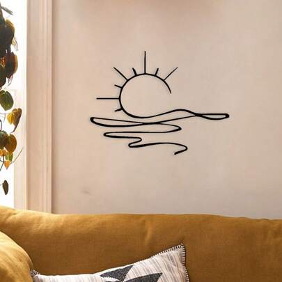 1 Stück energetische Sonnenaufgang Metall Wanddekoration - moderner minimalistischer Eisenkunst Dekor, einfach aufzuhängen, wandmontierbar - perfekt um Heim-Ästhetik zu verbessern, einzigartiges Einweihungs-/Hochzeitsgeschenk, Metall Wandkunst