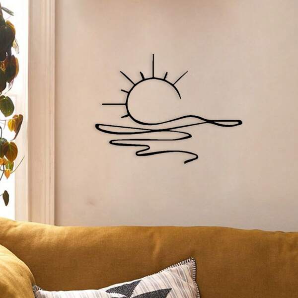 1PC Vibrant Sunrise Metal Wall Art - Chic Modern Minimalist Iron Decor, Easy-To-Hang With Wall Mounting Option - Perfect For Home Aesthetics & Unique Housewarming/Wedding Gift, Metal Wall Art Decor