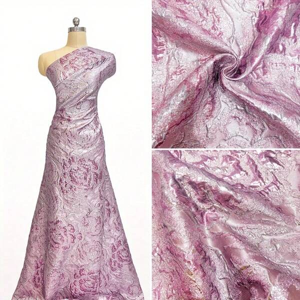 5 Yards Luxury Floral Jacquard Polyester Fabric - High Quality French Satin Upholstery Fabric, Suitable For Bridal, Evening Gowns And Craft, Dry Clean Only
