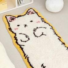 Cute Cat Tufted Rug, 20"X60", Non-Slip Soft Polyester, Animal Pattern, Ideal For Bedrooms & Living Rooms, Fun Cat Design - Grey - View 7