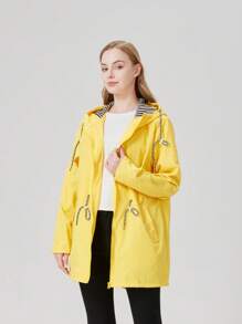 1pc Women's Outdoor Lightweight Windbreaker Jacket With Waist Design, Water-Repellent Fabric For Spring - Yellow - View 3