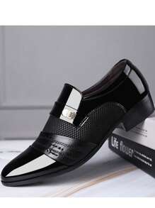 男士优雅黑色皮鞋 - 正装鞋，带穿孔细节和金属扣，适合商务、婚礼和特殊场合，适合青少年夏季休闲或户外运动或度假旅行或毕业礼物或生日礼服配饰 - 黑色 - 查看 7