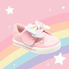 Tênis Infantil Rosa com Laço Brilhante Menina Estiloso Casual - Rosa Bebê - Visão 2
