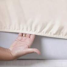 4-Piece King Size Sheet Set, Double Queen Size Percale, 200 Thread Count, 100% Plain Cotton, With Elastic, Soft Touch - 稻草 - 查看 2