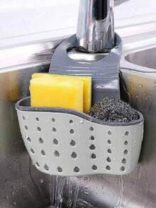 1/2 Pieces Kitchen Organizer, Adjustable Snap Sink Sponge Rack, Kitchen Hanging Drain Basket, Sink Rack, Kitchen Onion Ginger Garlic Storage Basket, Double Drip Basket Drain Basket Kitchen Gadgets1/2 Pieces Bathroom Organizer, Adjustable Snap Toilet Storage