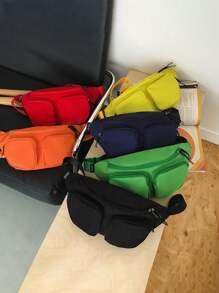 Solid Color Casual Waist Bag, Kids Minimalist Casual Shoulder/Crossbody Bag - A - View 2