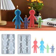 1 قالب عائلي من السيليكون -تصميم يد باليد DIY، مناسب للديكور المكتبي، صناعة الشموع، عطر السيارة، وصناعة الجبس، قابل لإعادة الاستخدام'