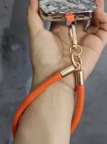 1pc Leather Short Phone Lanyard Wristband, Fashionable High-End Outdoor Wrist Strap, Keychain Sturdy Lanyard Gifts For Mother, Family, Friends, Birthday, Holiday Phone Charm, Phone Chain