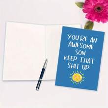 Funny Birthday Greeting Card For Son - 1pc You're An Awesome Son Keep That Up Card With Envelope For Son's Graduation Or Special Occasion