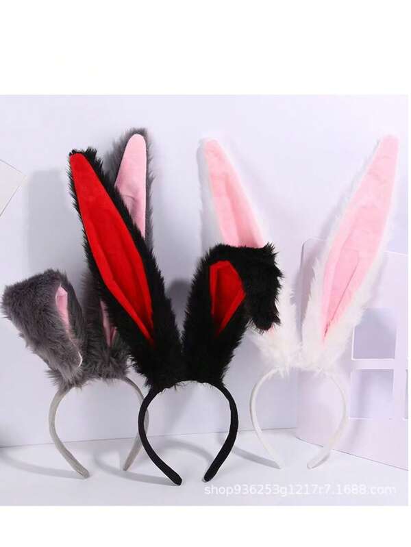 1 Stück neue Hasenohren Cosplay Haarband, plüschige realistische Hasenohren Haaraccessoire für Halloween