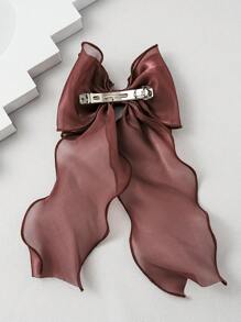 1pc Oversized Iridescent Chiffon Bowknot Ribbon Hair Clip Hairband For Girl