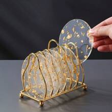 ¡talla grande vendido! Posavasos redondo resistente al calor con cristal, diseño con elementos dorados, protector decorativo y brillante para la mesa