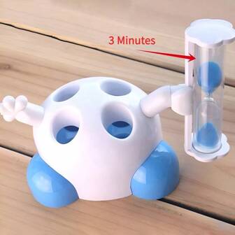 1 Creative Cartoon Toothbrush Holder, Bathroom Toothbrush And Toothpaste Holder, Children's 3-Minute Sand Timer For Brushing Teeth Back To School