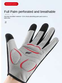 1 双男式户外运动全指手套，透气防滑骑行骑车健身双色护手，弹簧 - 彩色 - 查看 7