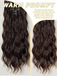 Clip In Hair Extensions Brown Color 16 CLips 24 Inch Long Water Wave Hair Extension For Girl Women Full Head Synthetic Hair Extensions Hairpieces - Brown - View 8